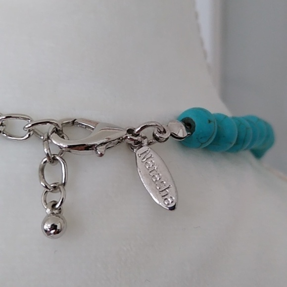 NEW Natasha Statement Necklace with Faux Turquoise Pearls and Faceted Lucite - Picture 7 of 16